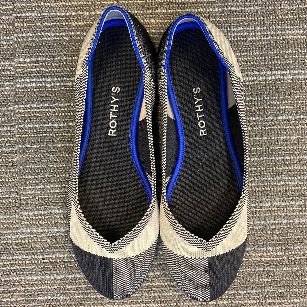 Rothy’s Captoe Black and White Flats, Size 8